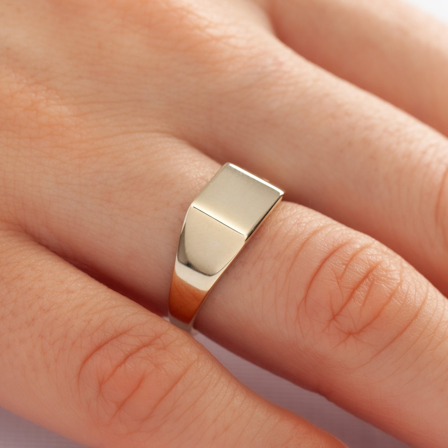 14K Solid Gold 11mm Square Signet Ring