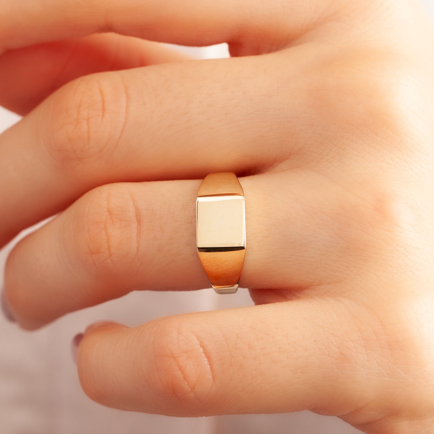 14K Solid Gold 11mm Square Signet Ring