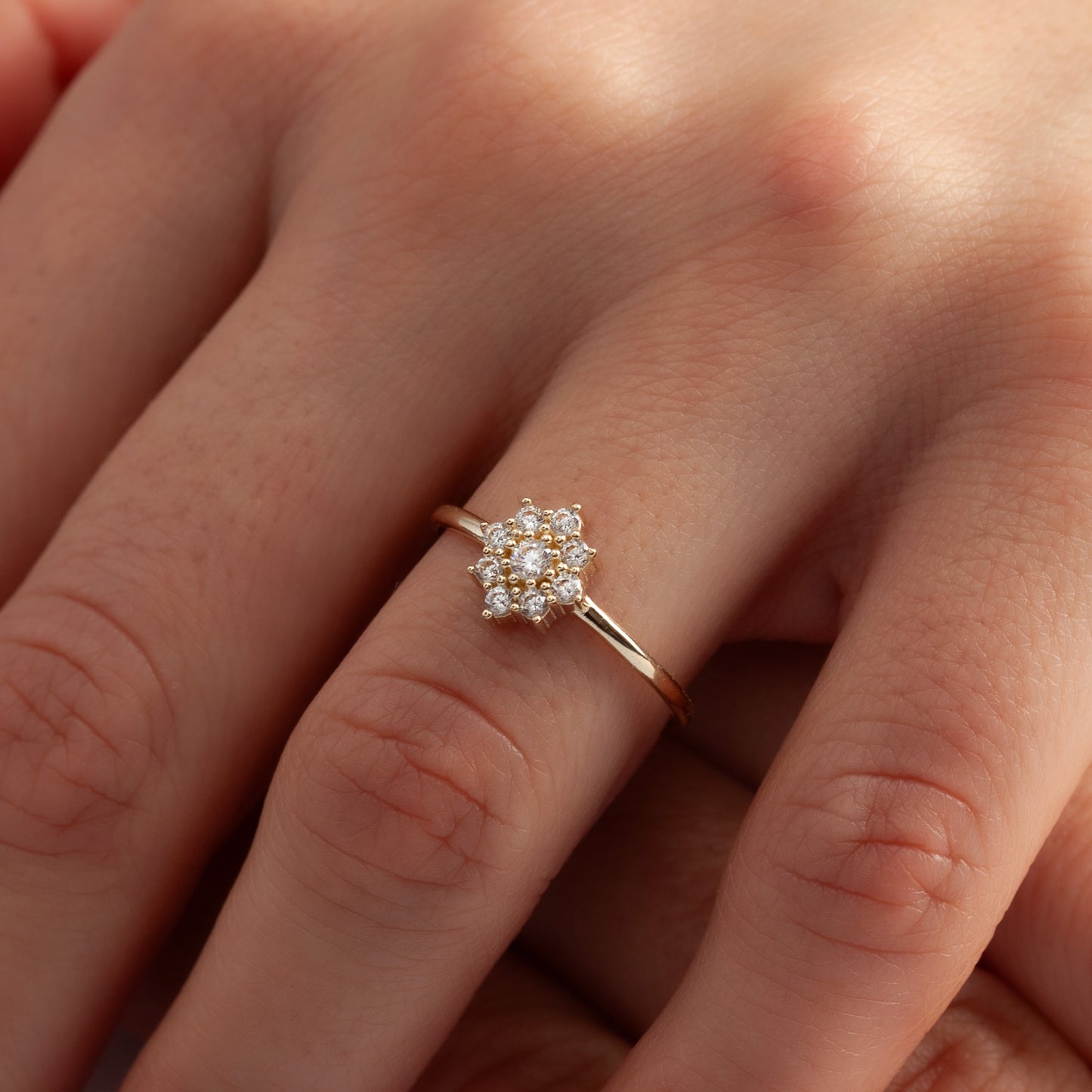 14K Flower Minimal Thin Gold Ring in Gold