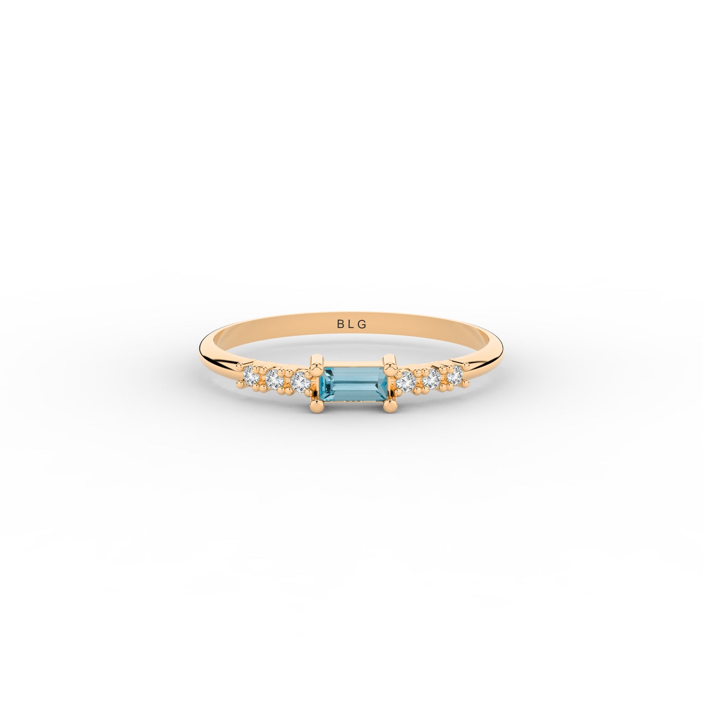 Aquamarine Baguette 14K Ring in Gold