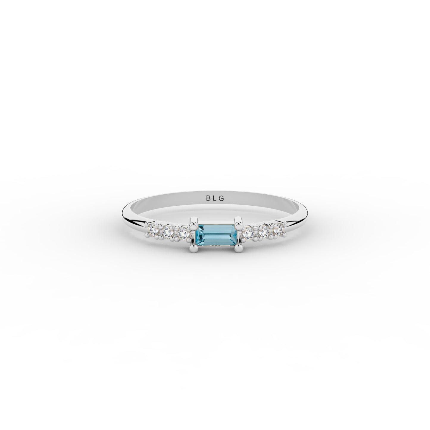 Aquamarine Baguette 14K Ring in Gold