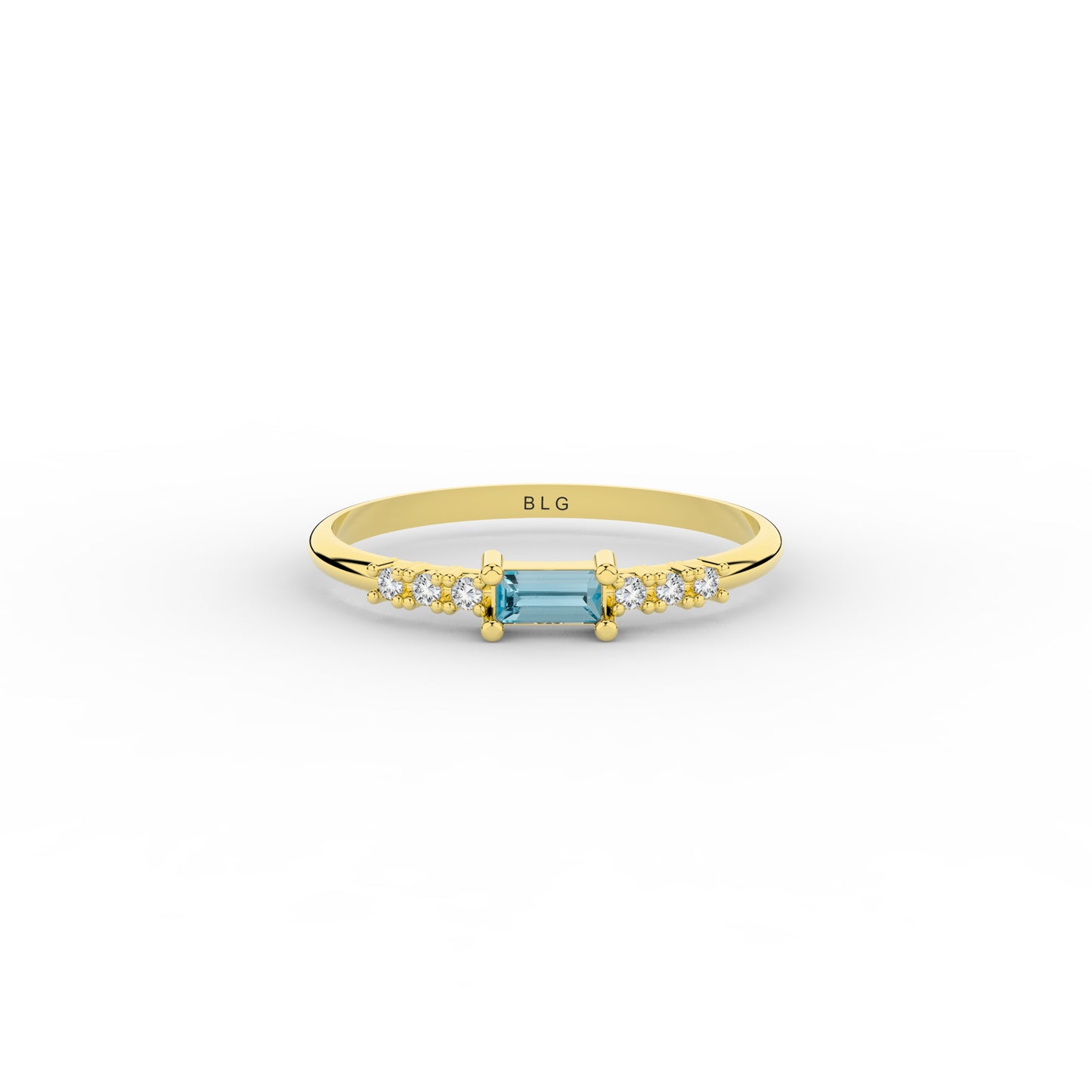Aquamarine Baguette 14K Ring in Gold