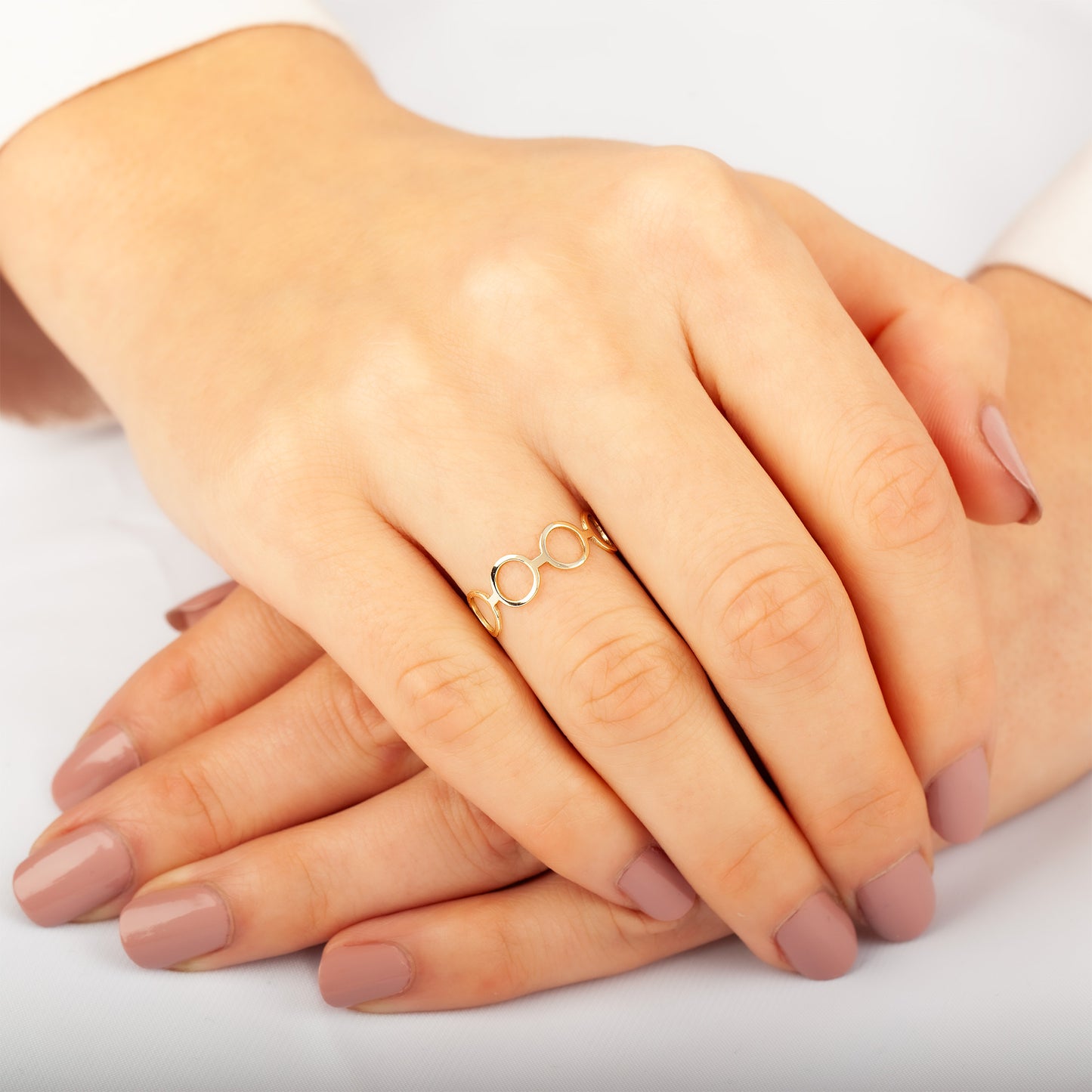 14K Solid Gold Open Circle Ring