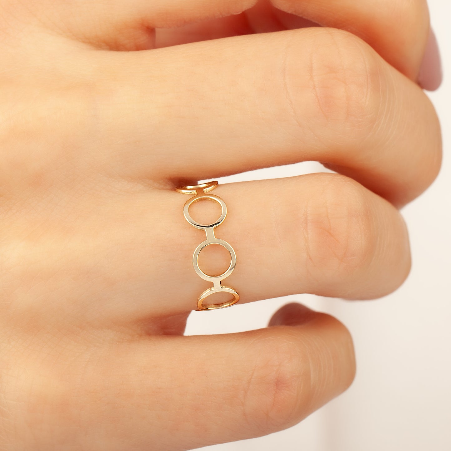 14K Solid Gold Open Circle Ring