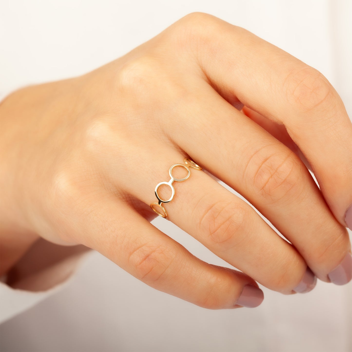 14K Solid Gold Open Circle Ring