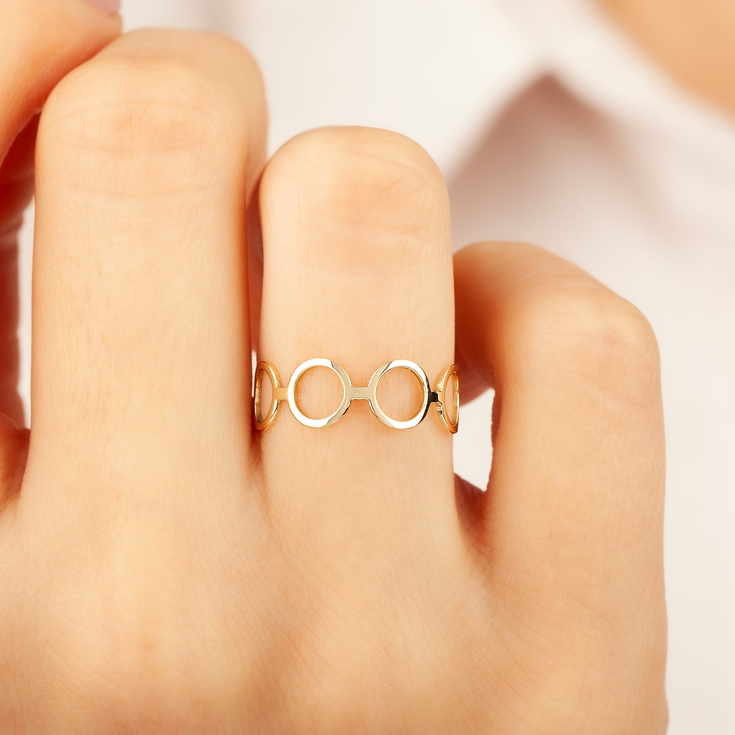 14K Solid Gold Open Circle Ring