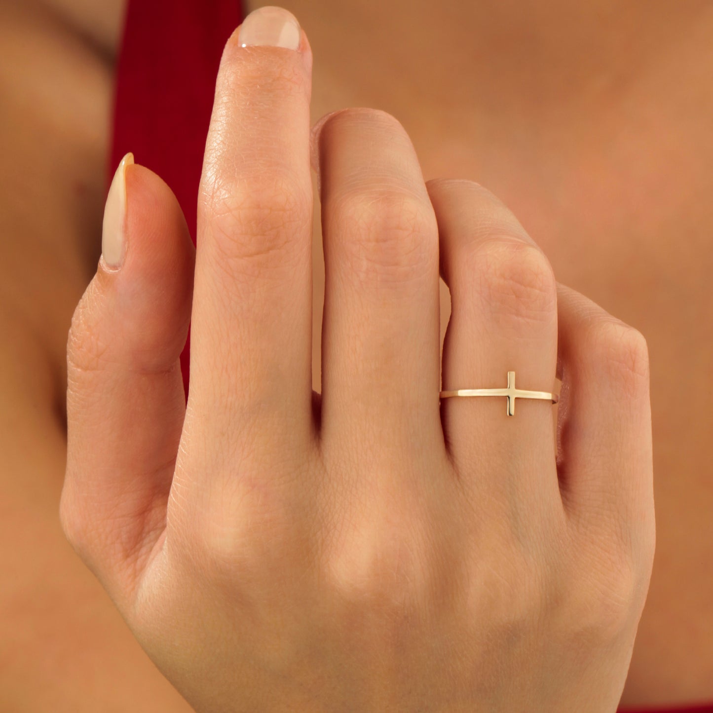 14K Solid Gold Cross Ring