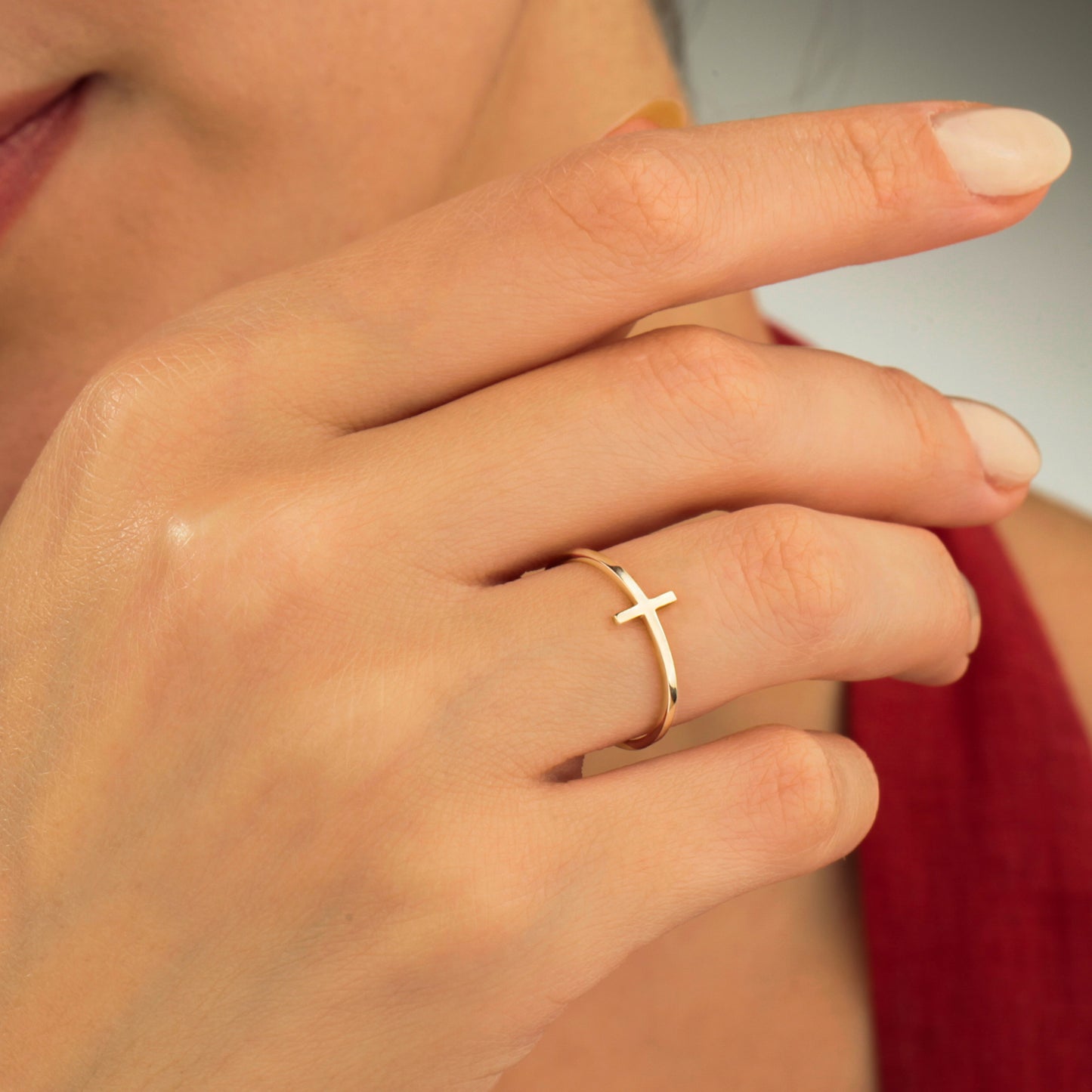 14K Solid Gold Cross Ring