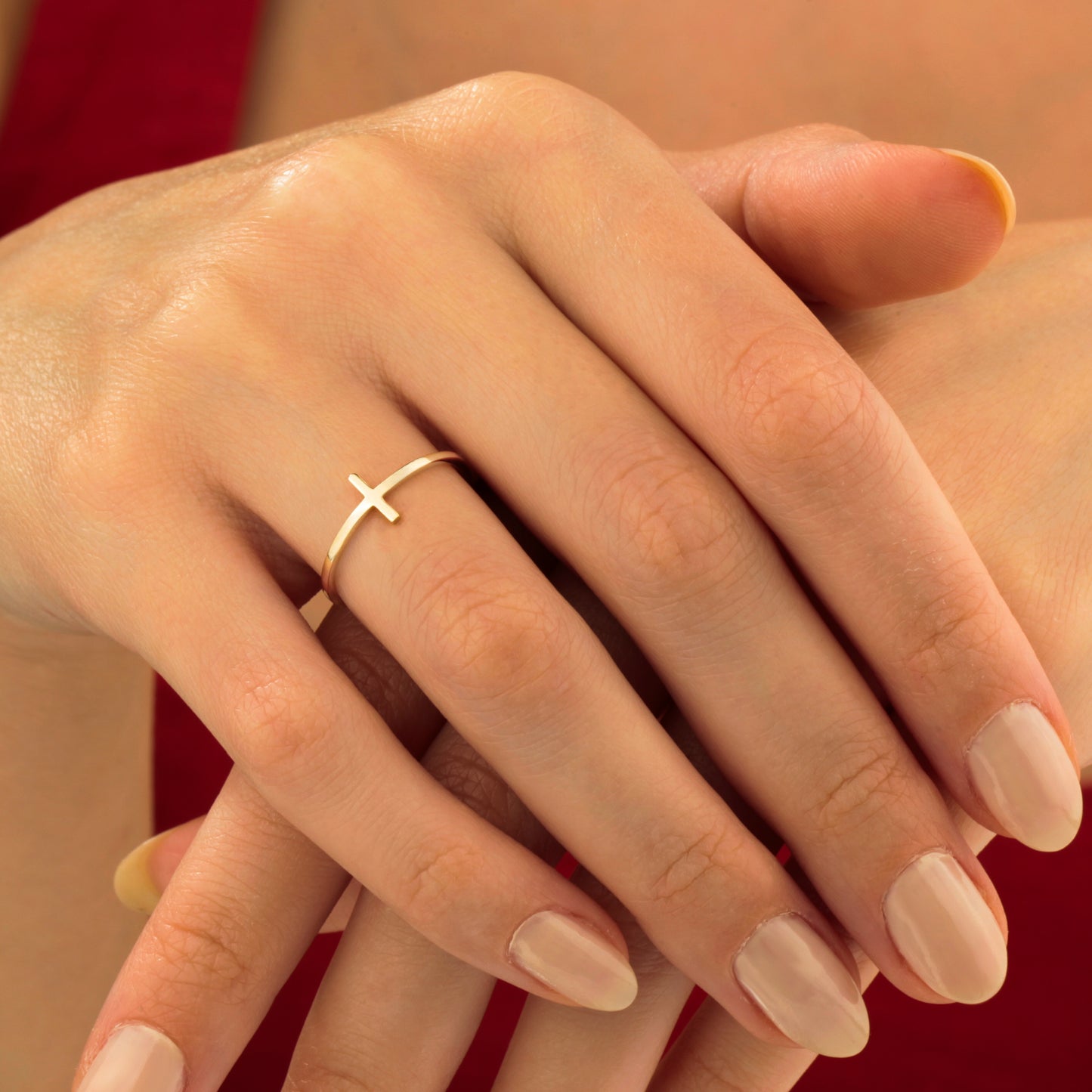 14K Solid Gold Cross Ring