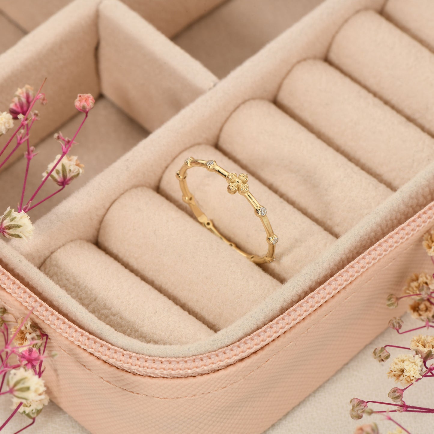 14K Stone Stackable Ring