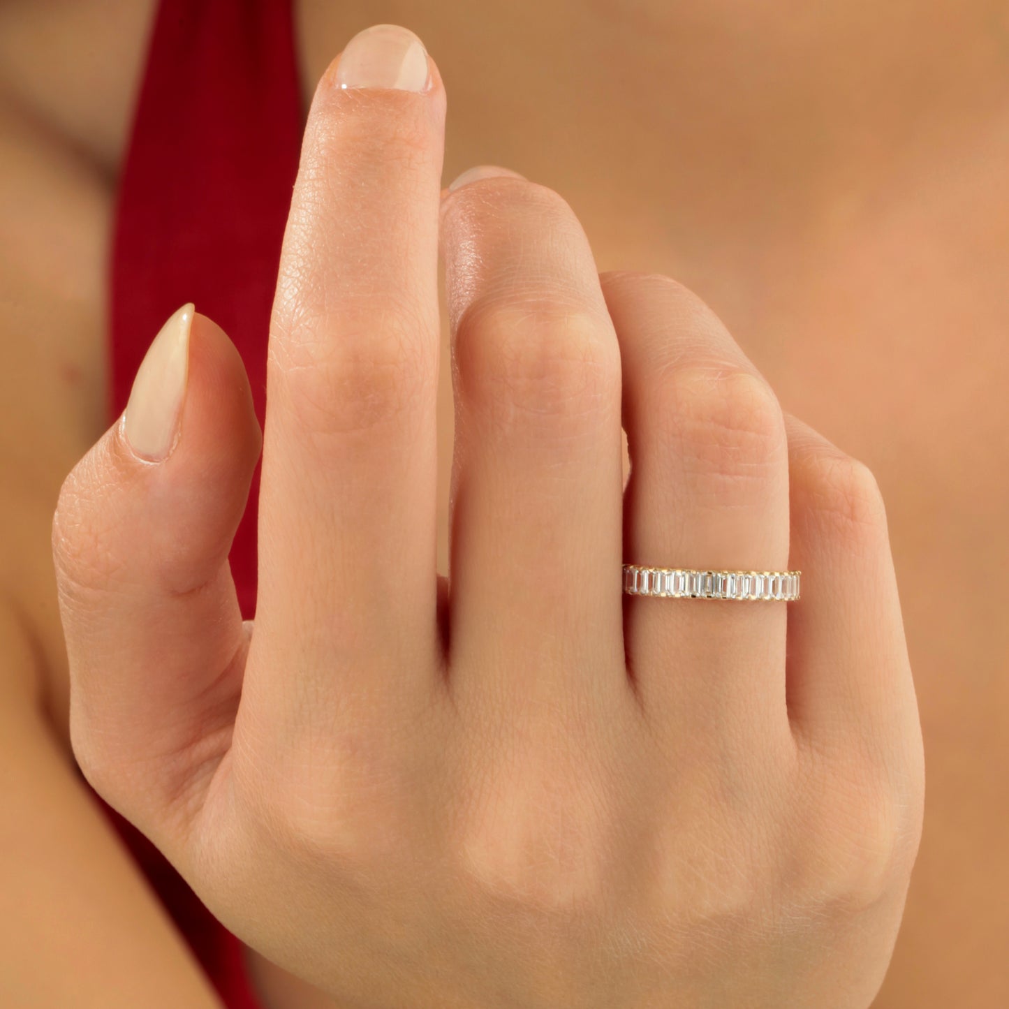 14K Baguette Zircon Eternity Gold Ring