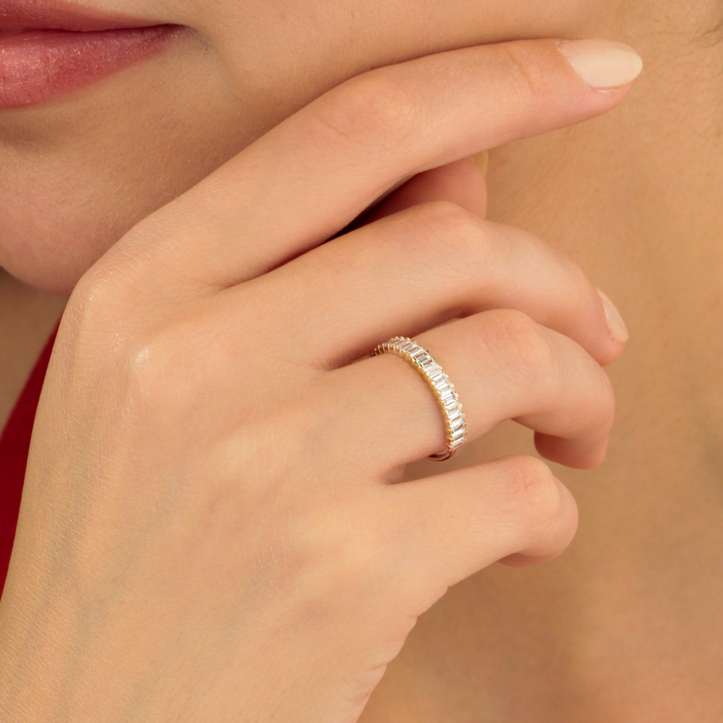 14K Baguette Zircon Eternity Gold Ring