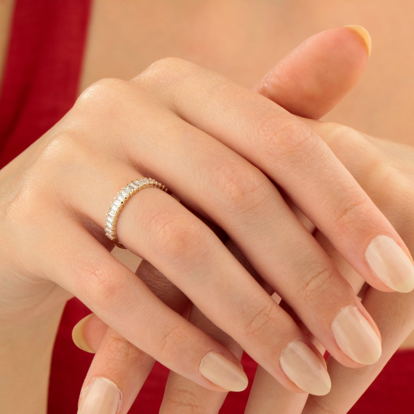 14K Baguette Zircon Eternity Gold Ring