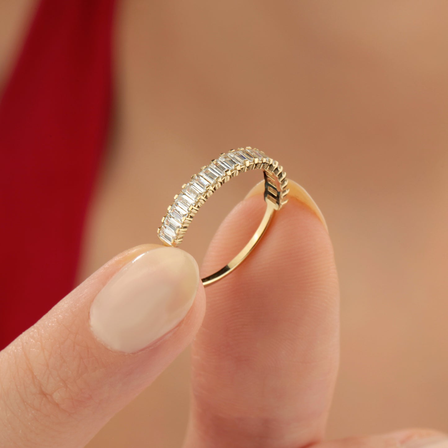 14K Baguette Zircon Eternity Gold Ring