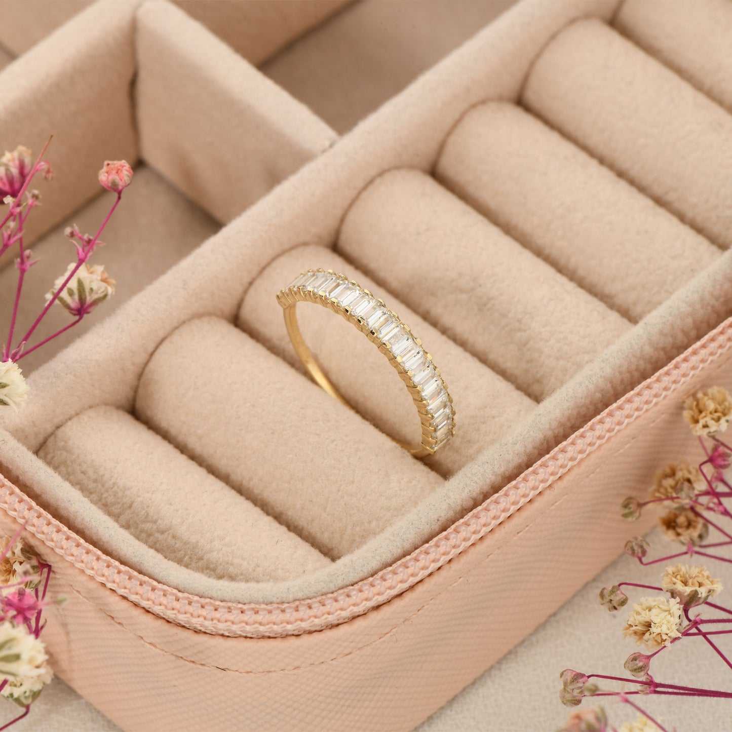 14K Baguette Zircon Eternity Gold Ring