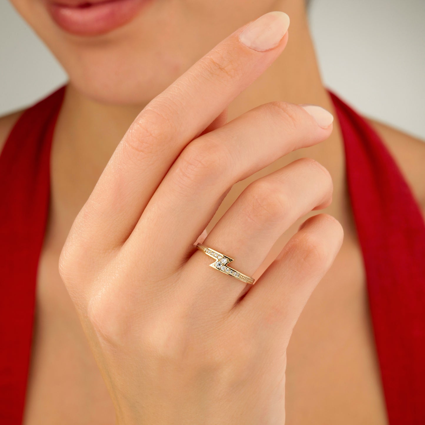 14K Lightning Zircon Gold Ring