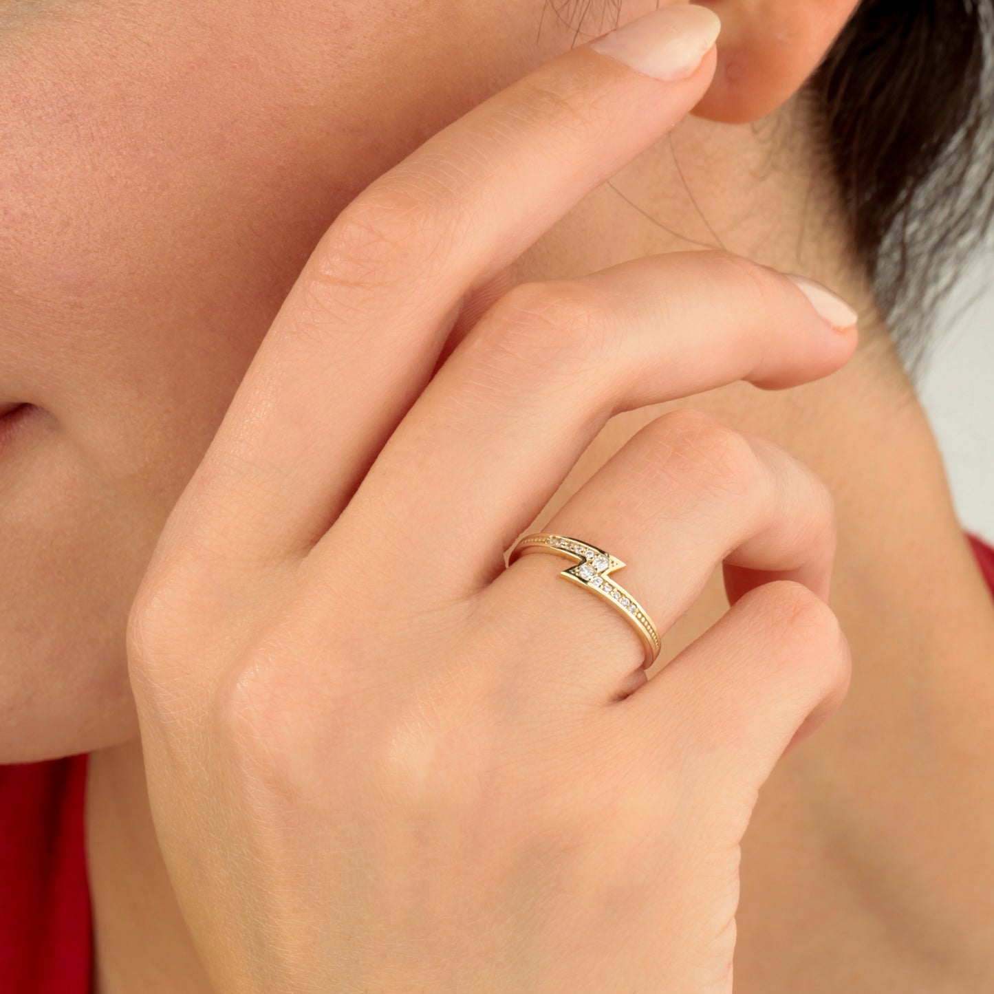 14K Lightning Zircon Gold Ring