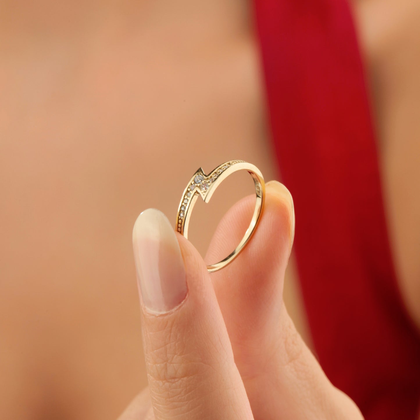 14K Lightning Zircon Gold Ring