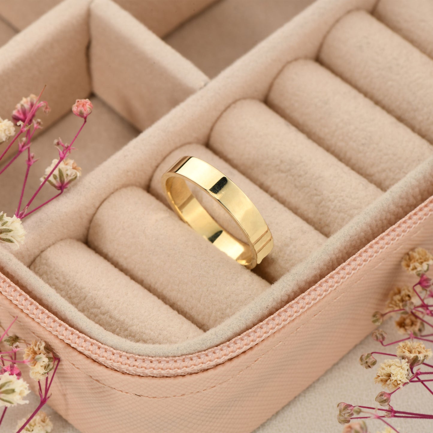 14K Solid Gold Flat Wedding Band