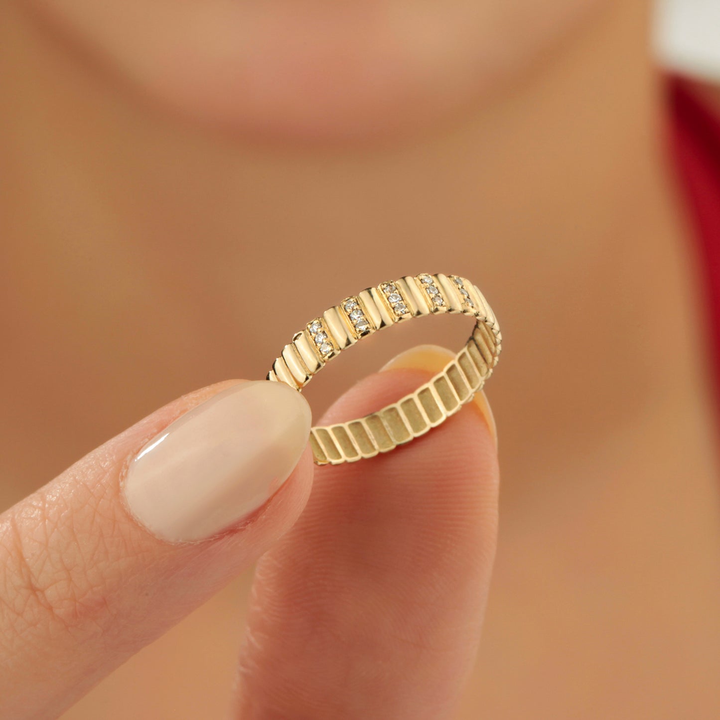14K Gold Zircon Band Ring