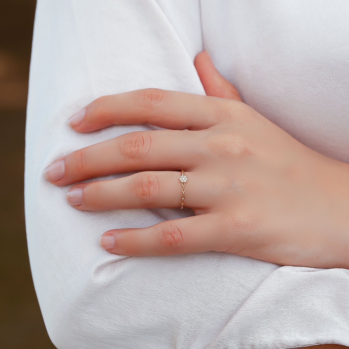 Solid Gold Chain Link Dainty Ring