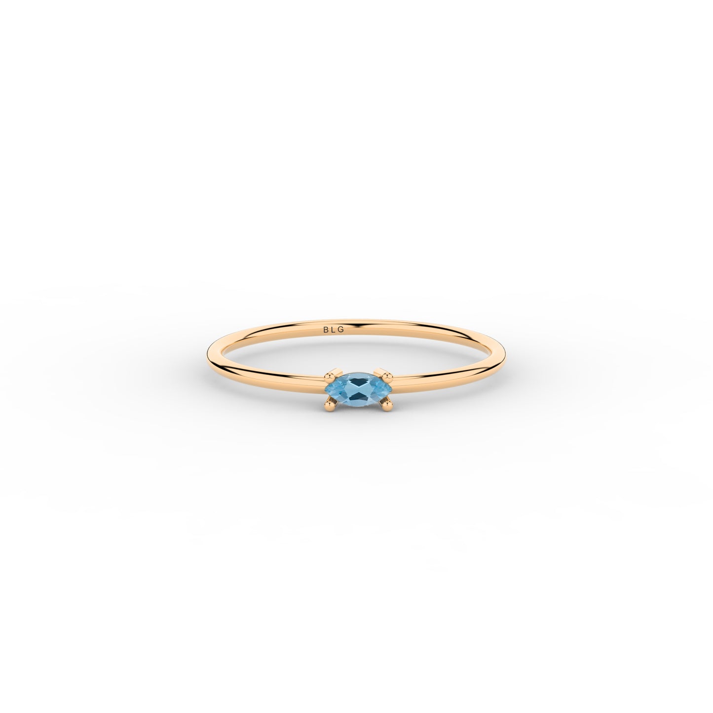 Basic Marquise Aquamarine Ring 14K Solid Gold