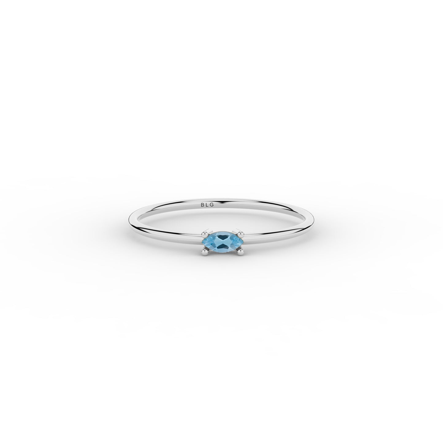Basic Marquise Aquamarine Ring 14K Solid Gold