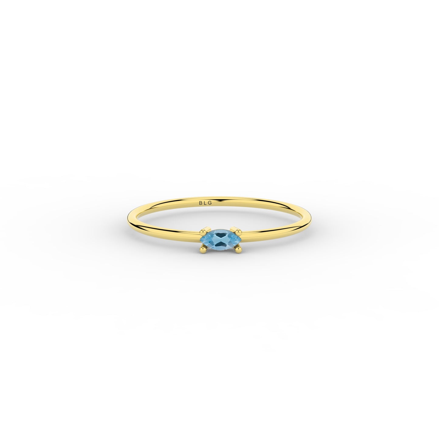 Basic Marquise Aquamarine Ring 14K Solid Gold