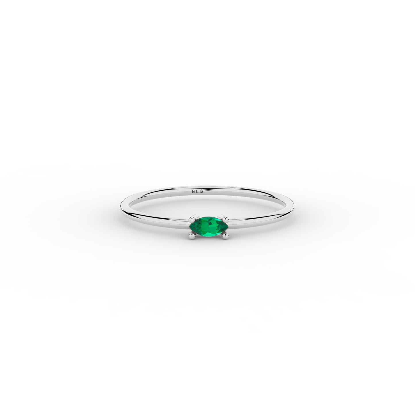 Basic Marquise Emerald Ring 14K Solid Gold