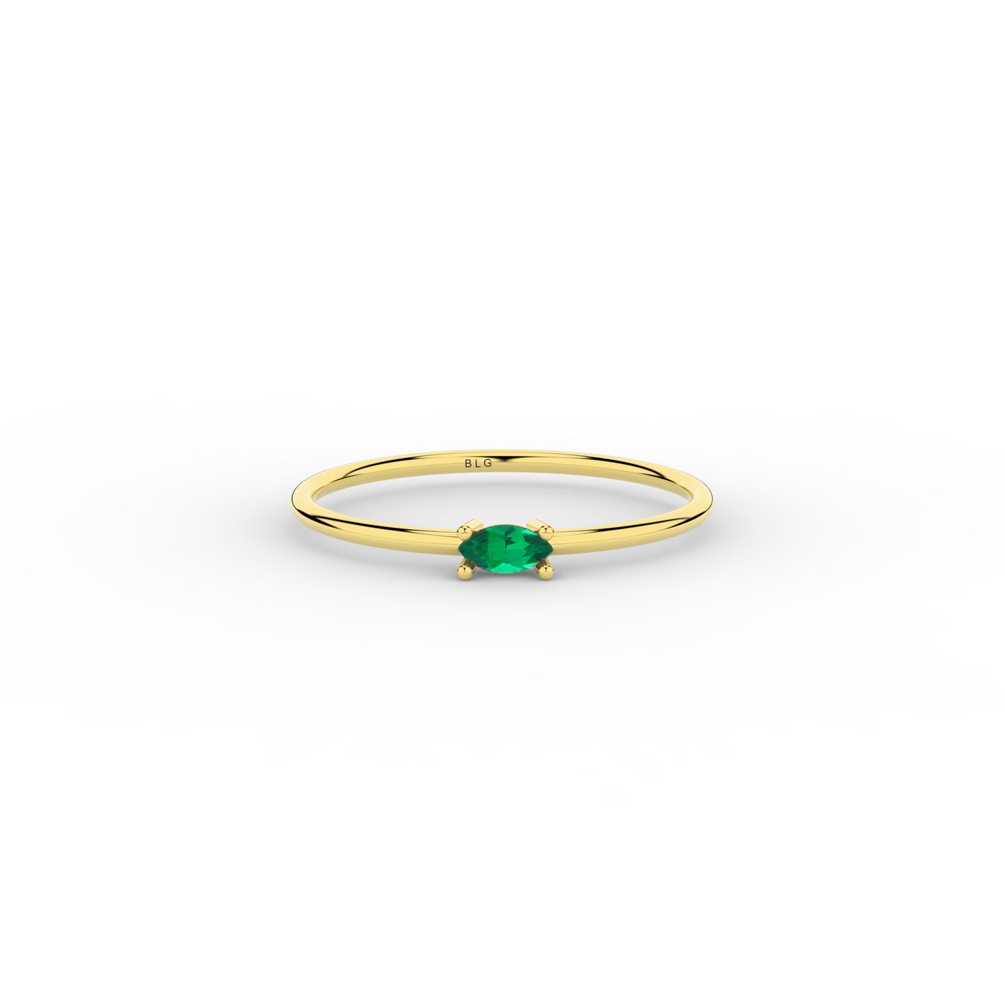Basic Marquise Emerald Ring 14K Solid Gold