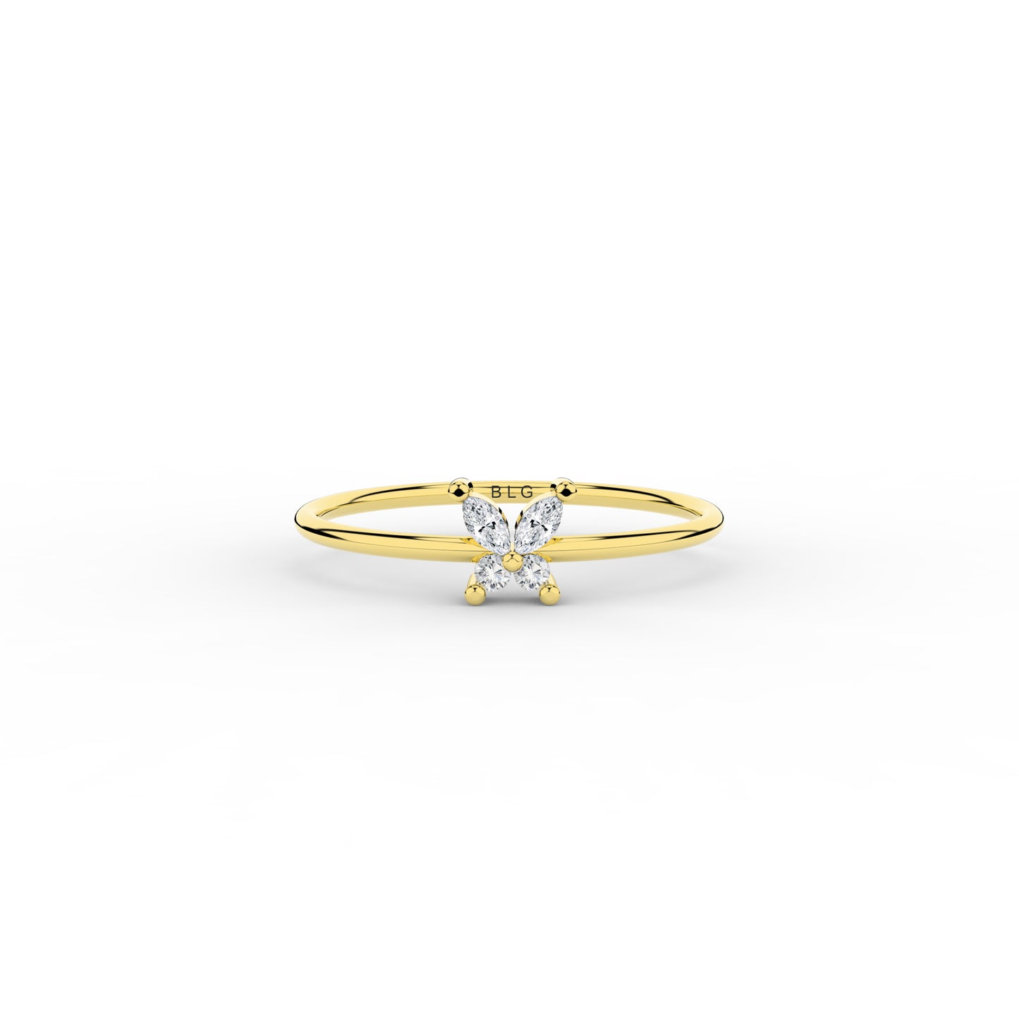 Solid Gold Butterfly Wings Delicate Ring