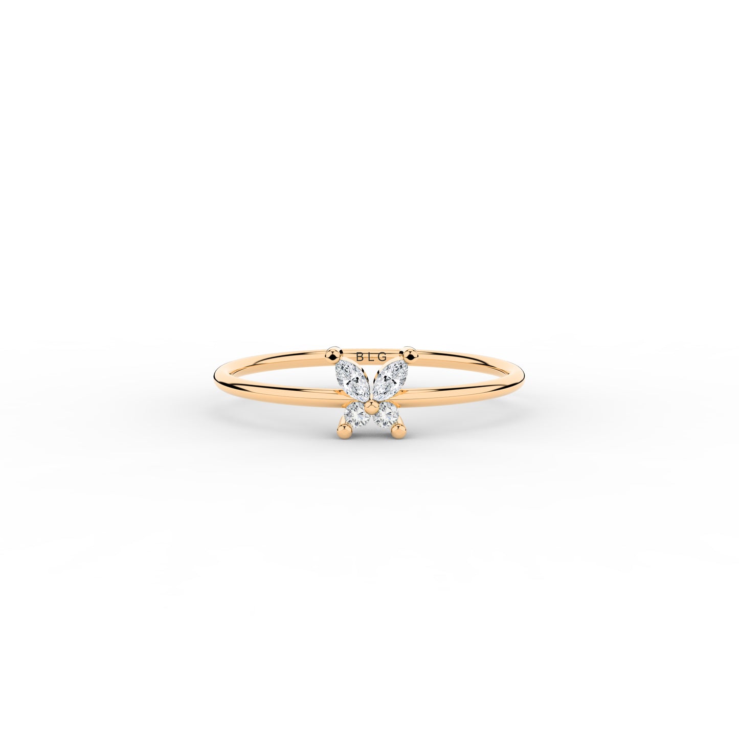 Solid Gold Butterfly Wings Delicate Ring