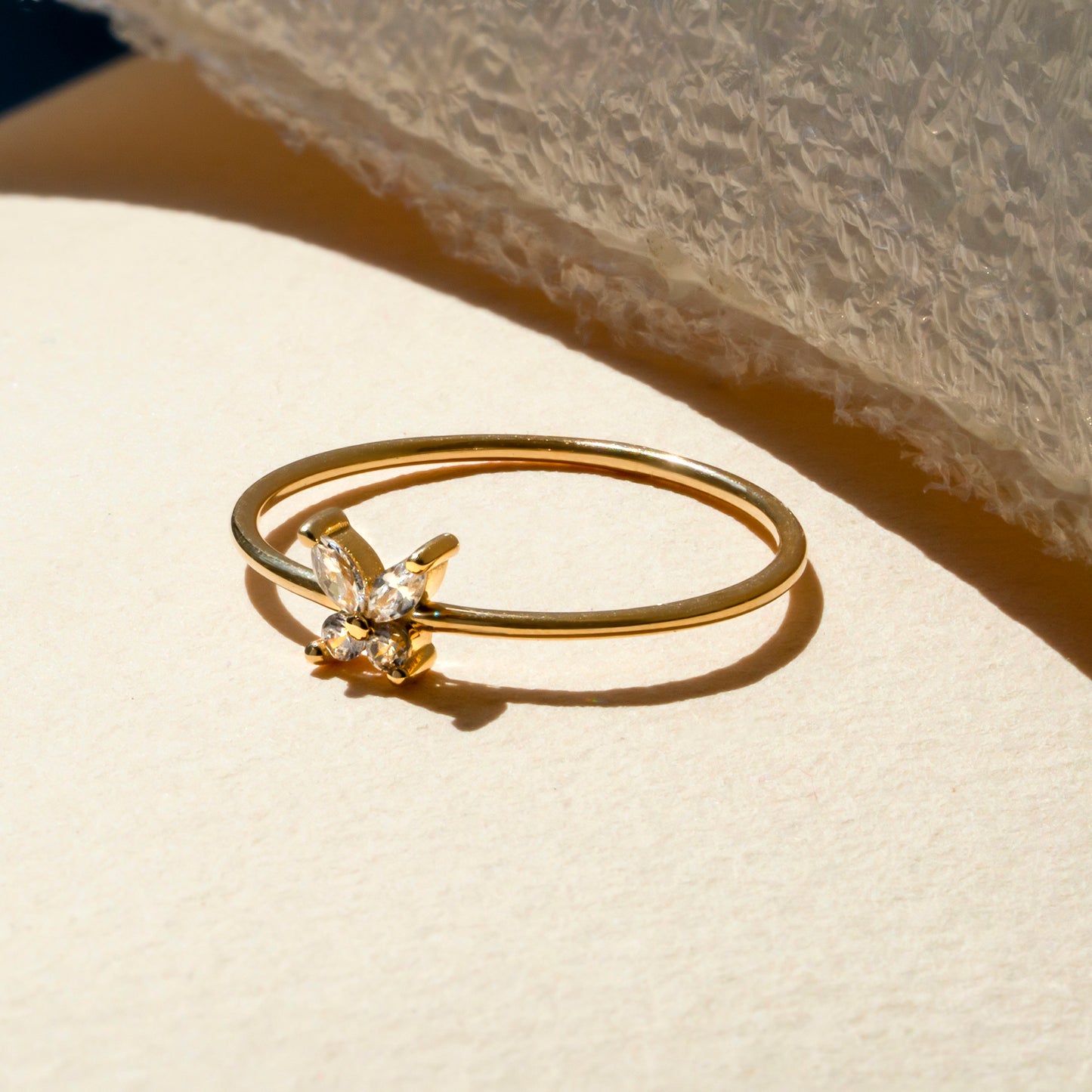 Solid Gold Butterfly Wings Delicate Ring