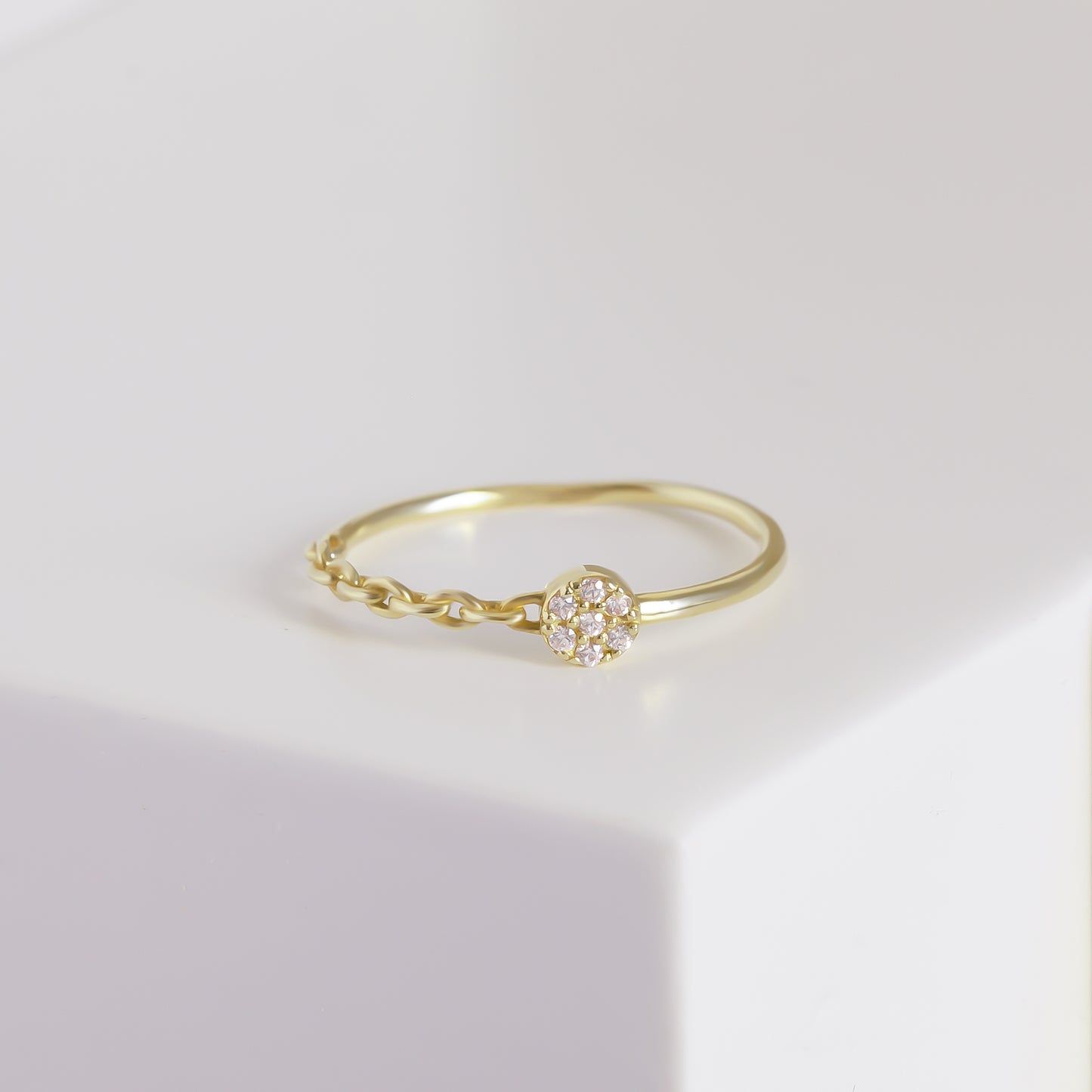 Solid Gold Chain Link Dainty Ring