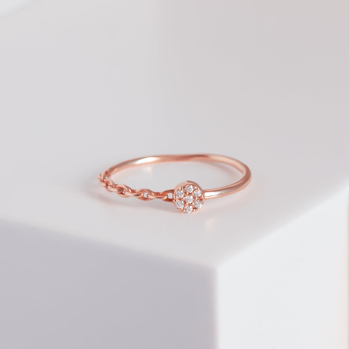 Solid Rose Gold Chain Link Dainty Ring