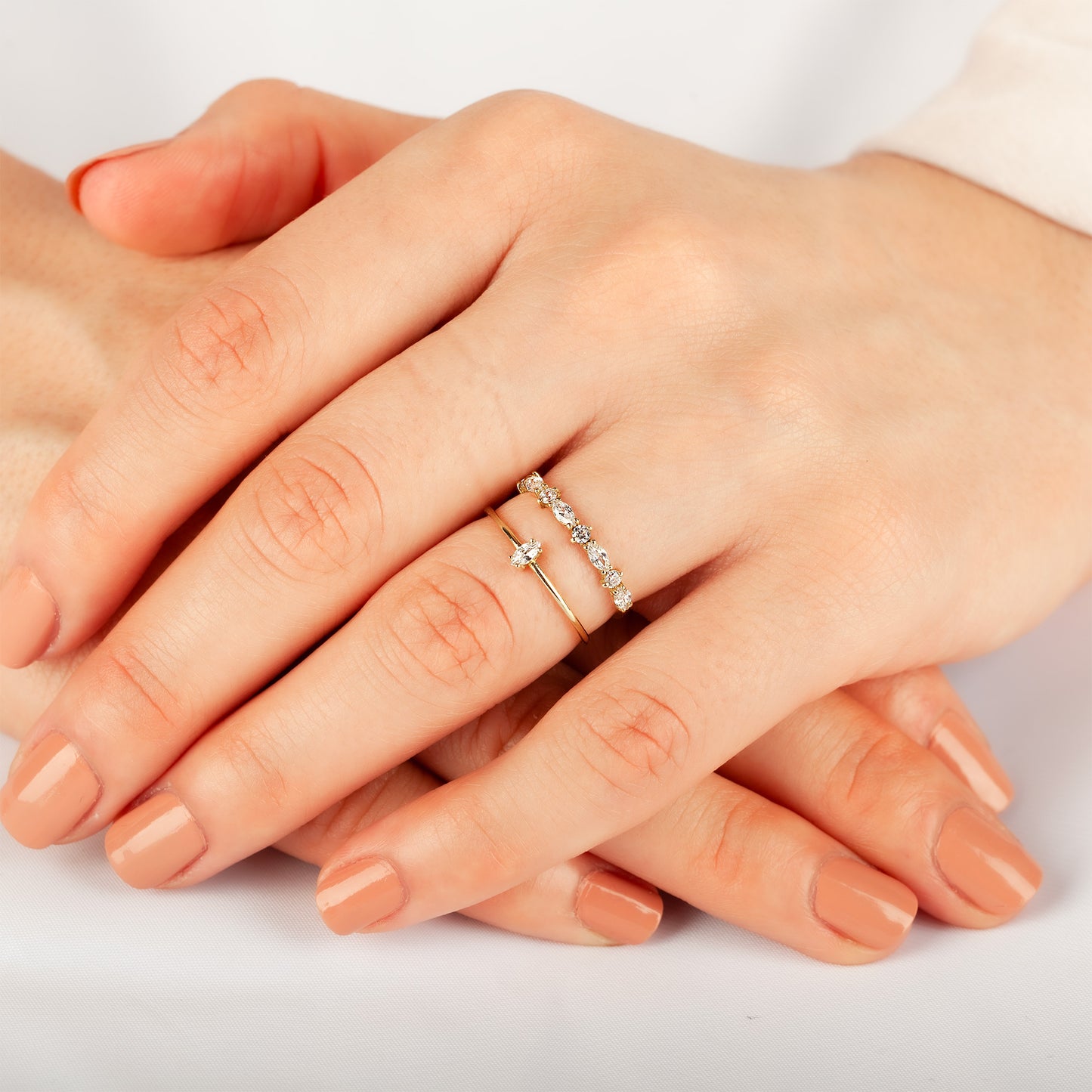 10k Solid Gold Marquise Solitaire Ring