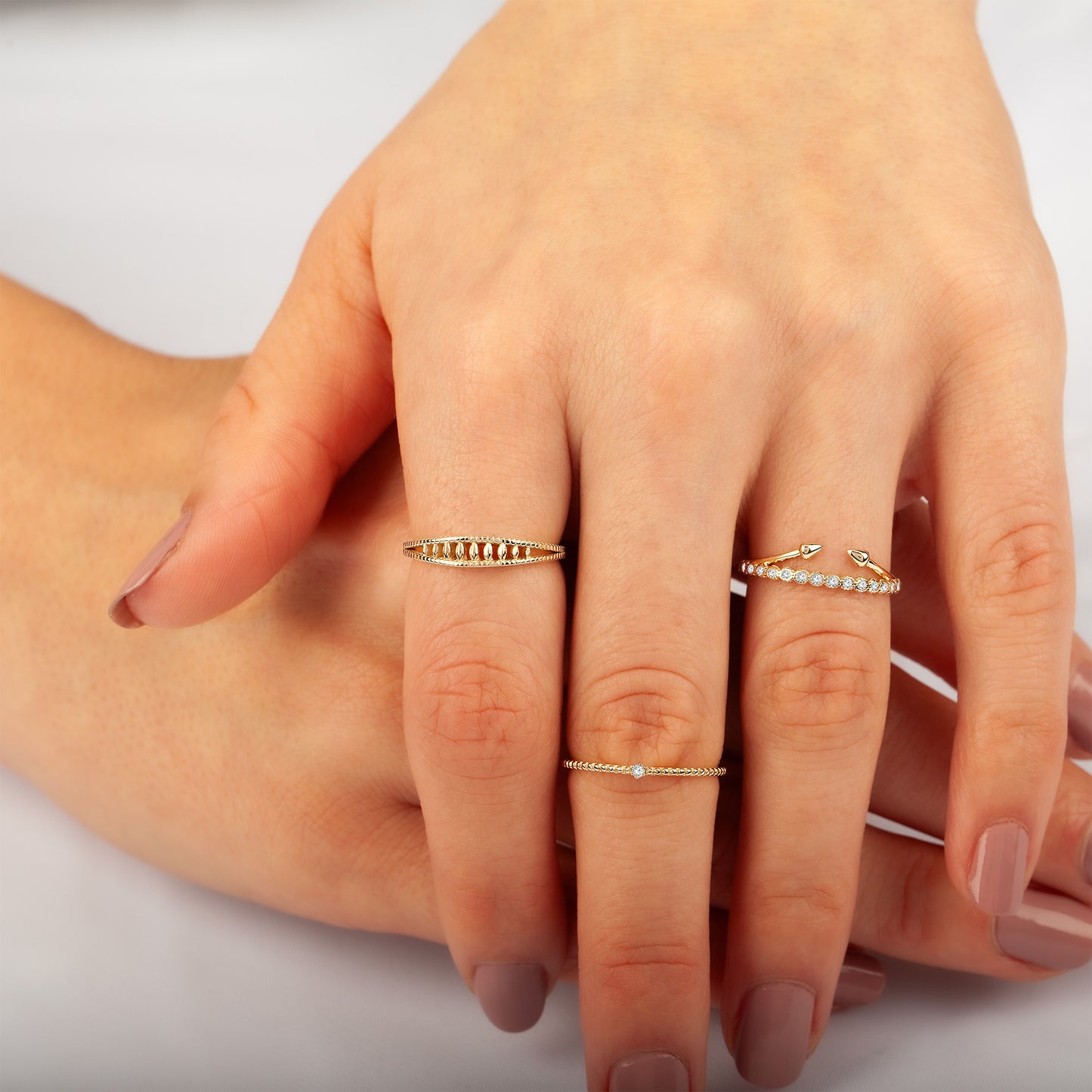 10k Solid Gold Dainty Floral Diamond Cluster Ring