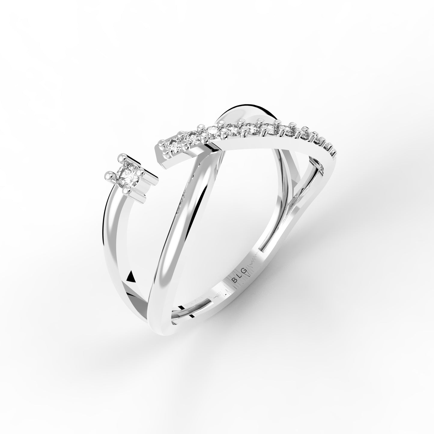 14K Real Solid Gold Diamond X Ring