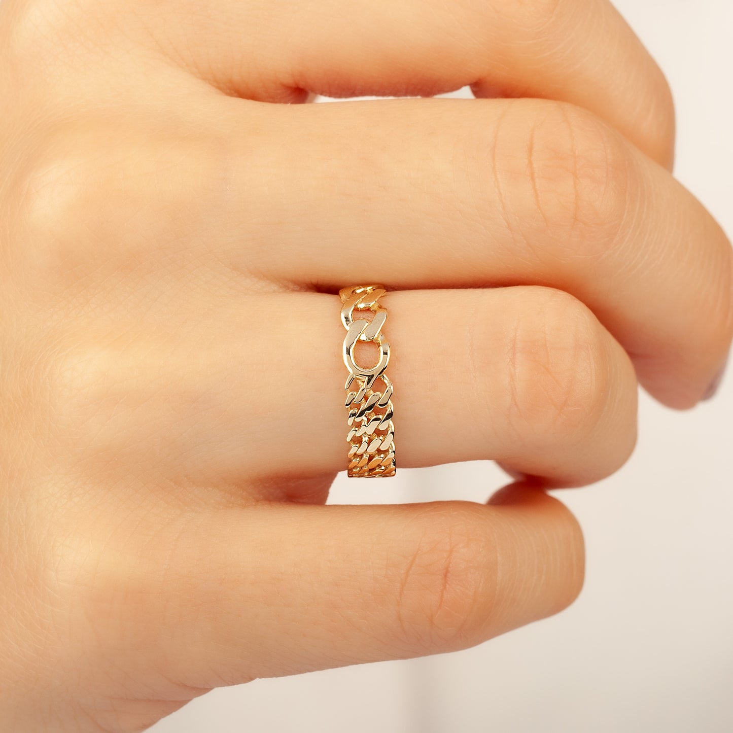 10k Solid Gold Double-Row Chain Link Ring