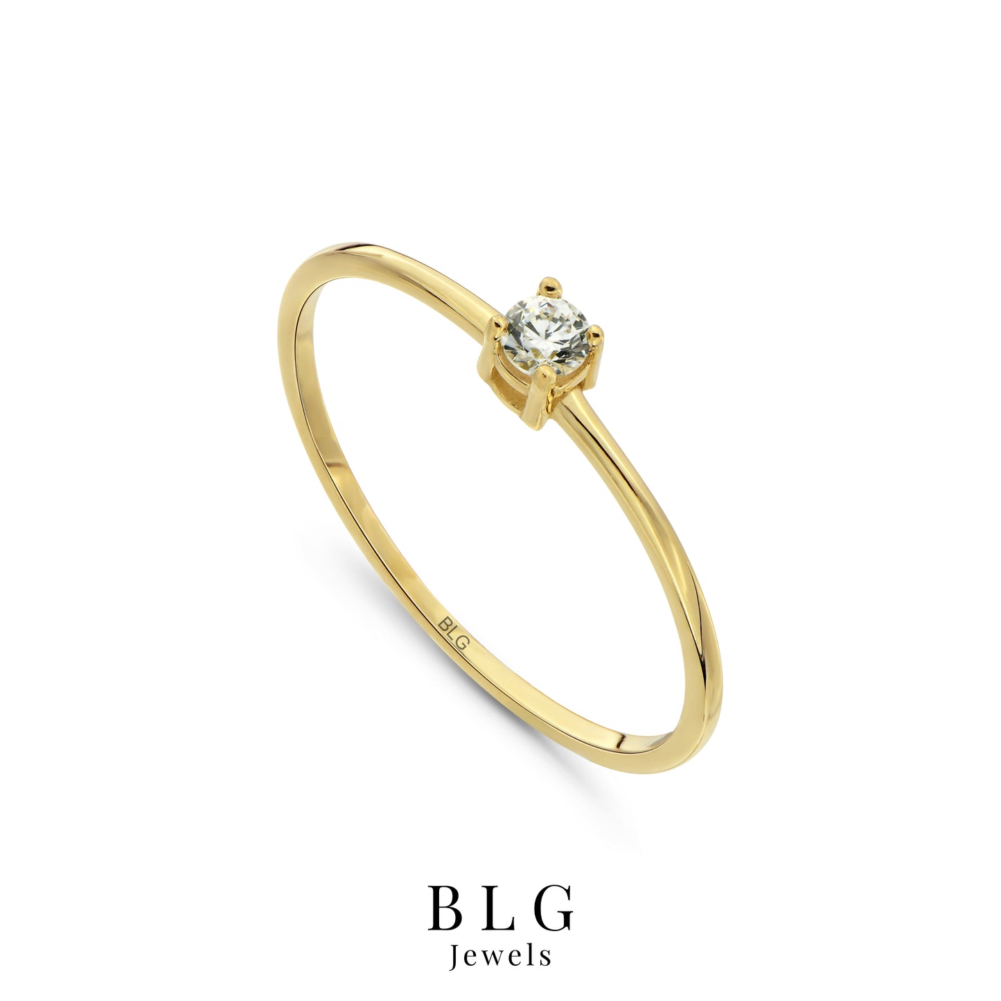 14K Gold Solitaire Zircon Ring