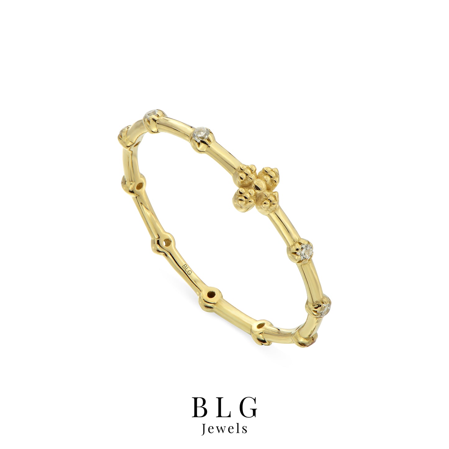 14K Stone Stackable Ring