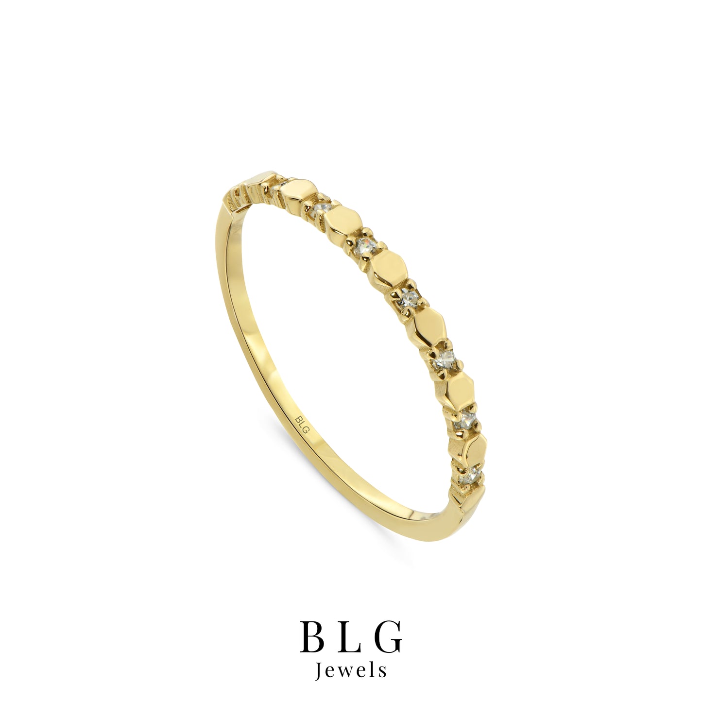 14K Solid Gold Zircon Minimalist Ring