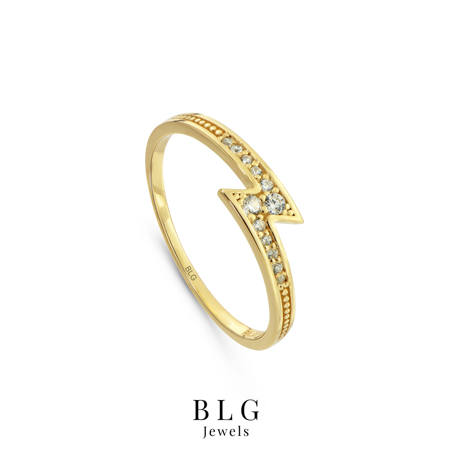 14K Lightning Zircon Gold Ring