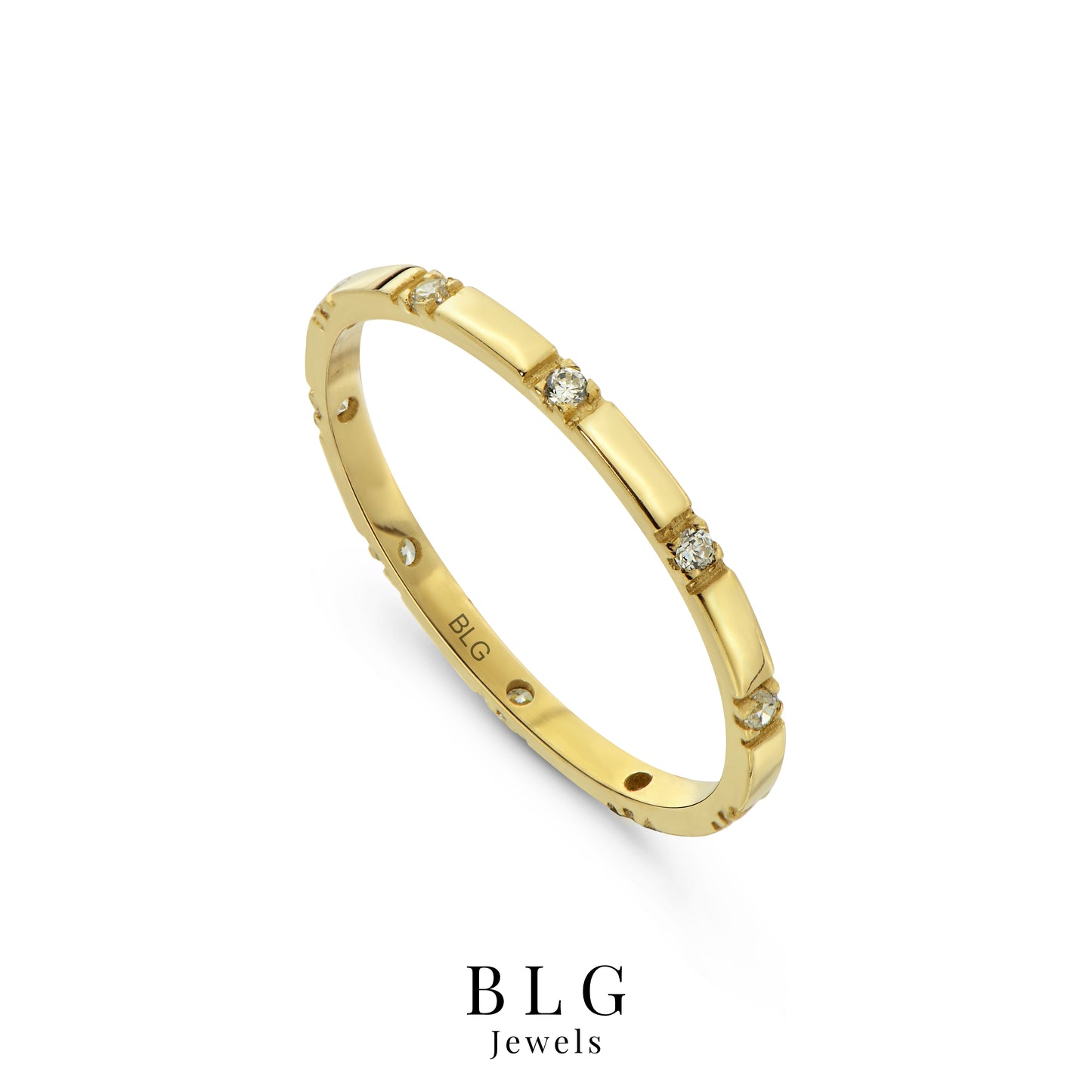 14K Gold Rectangle Zircon Band Ring