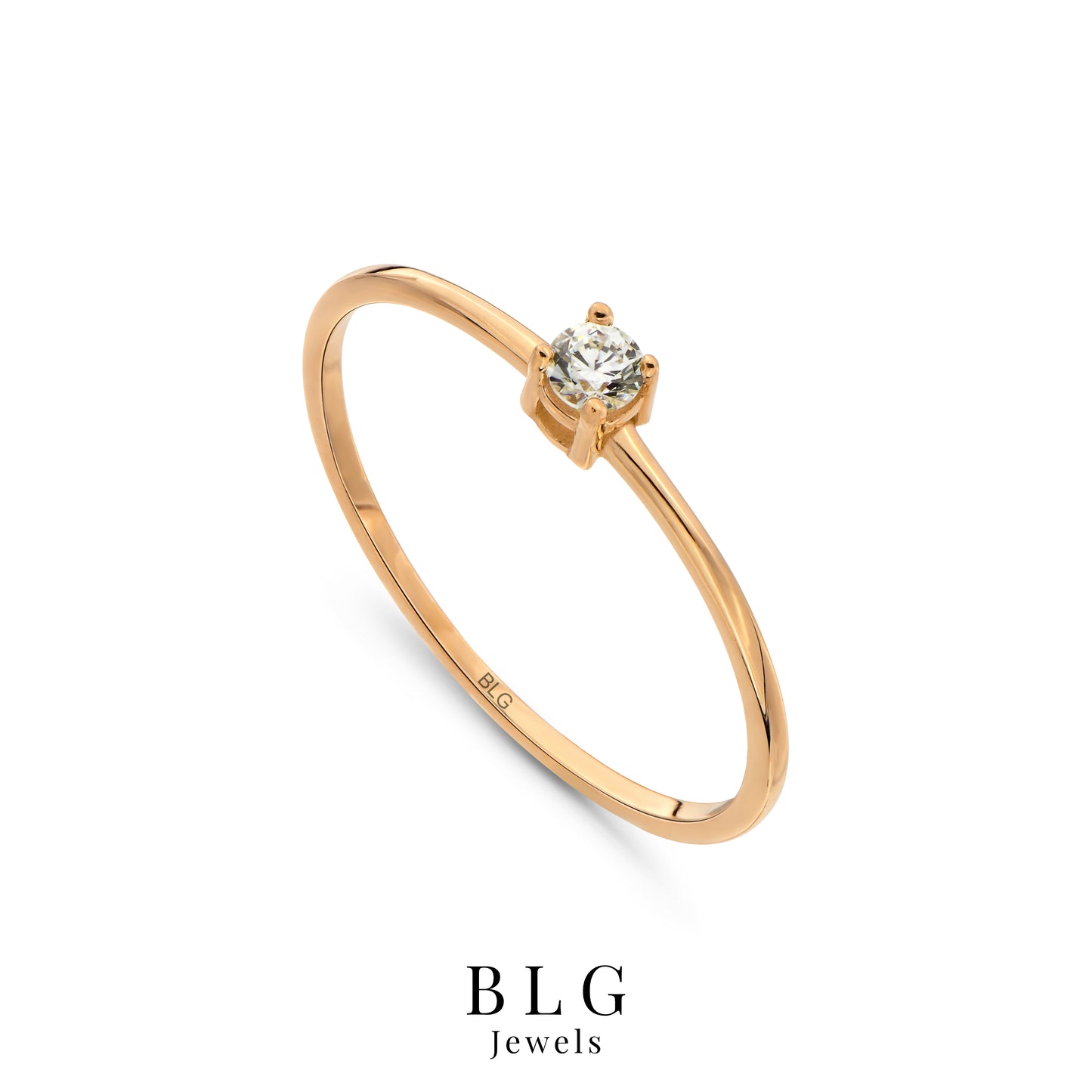 14K Gold Solitaire Zircon Ring