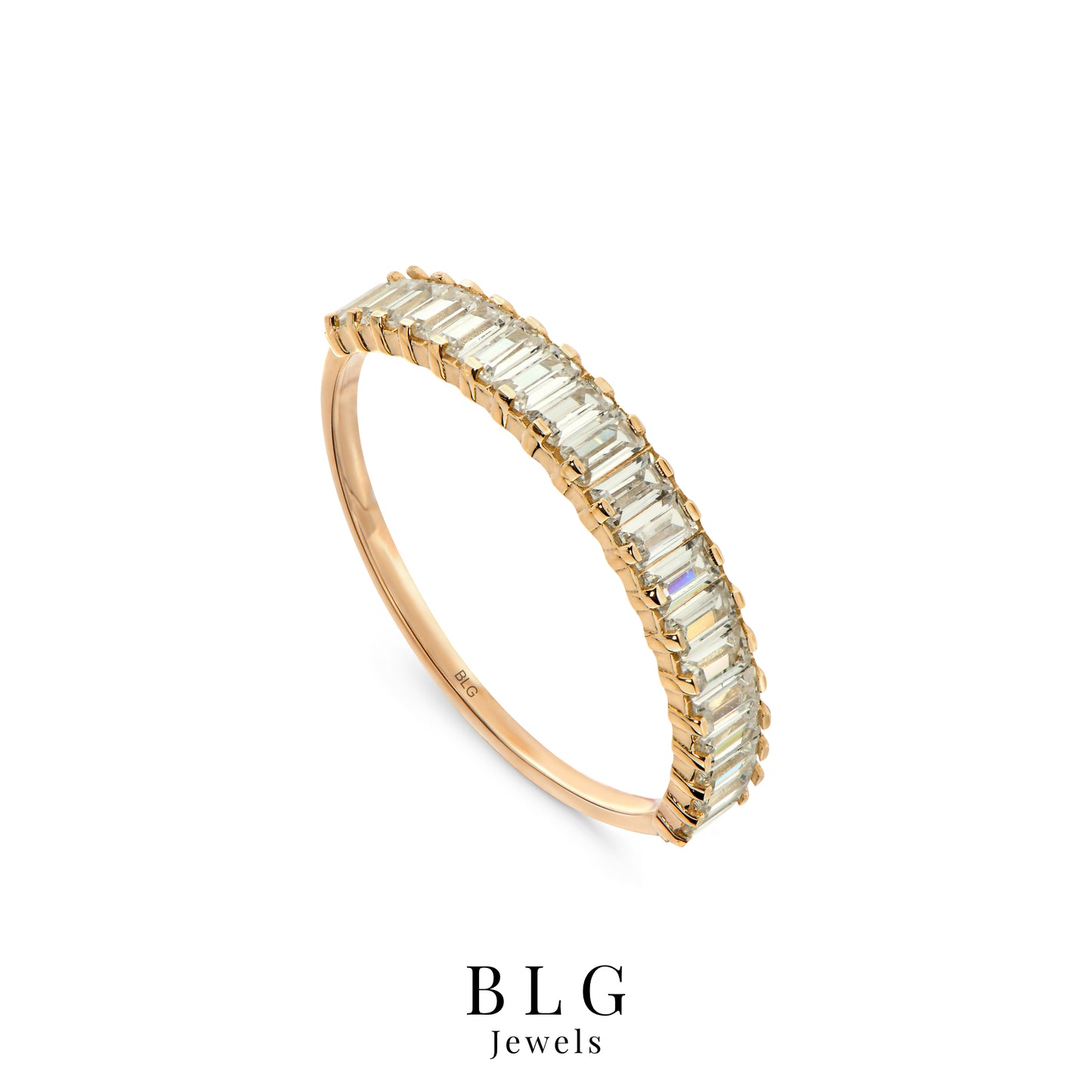 14K Baguette Zircon Eternity Gold Ring