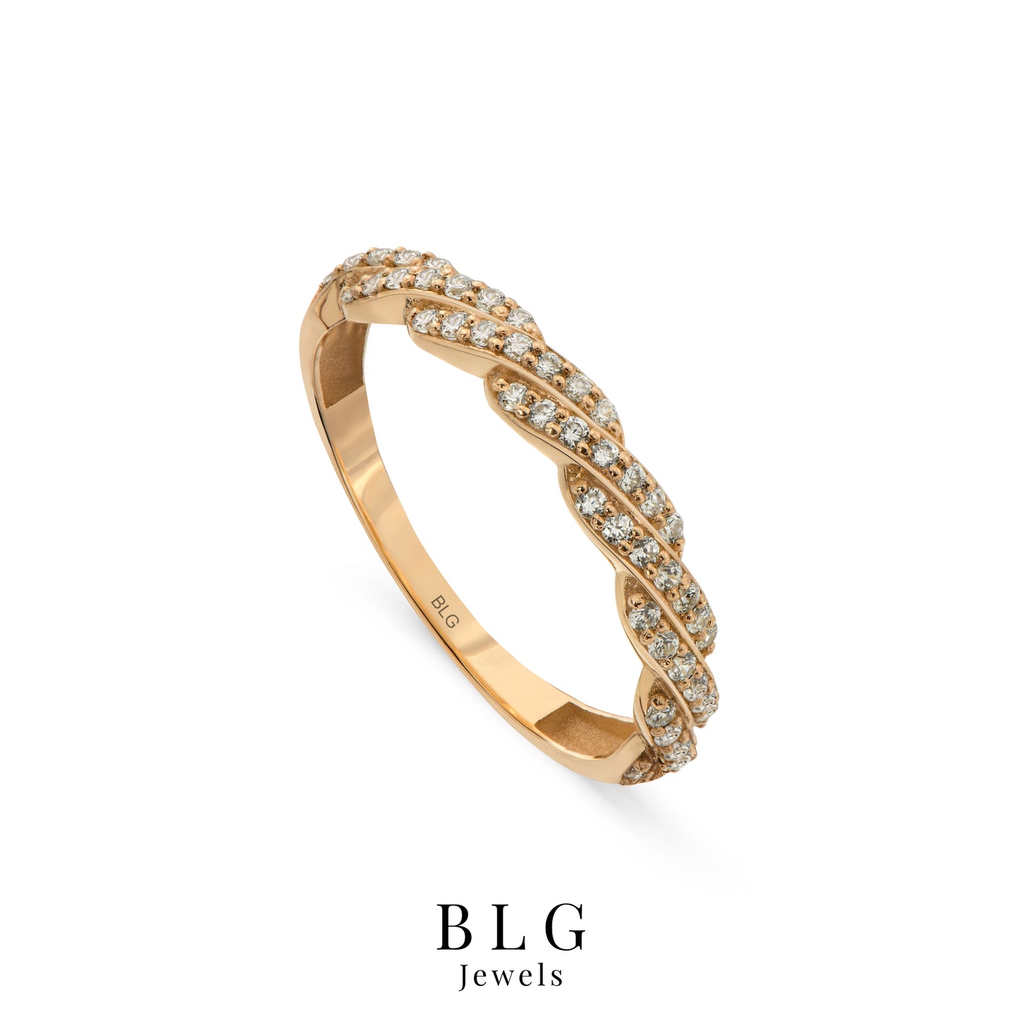 14K Gold Twisted Zircon Ring