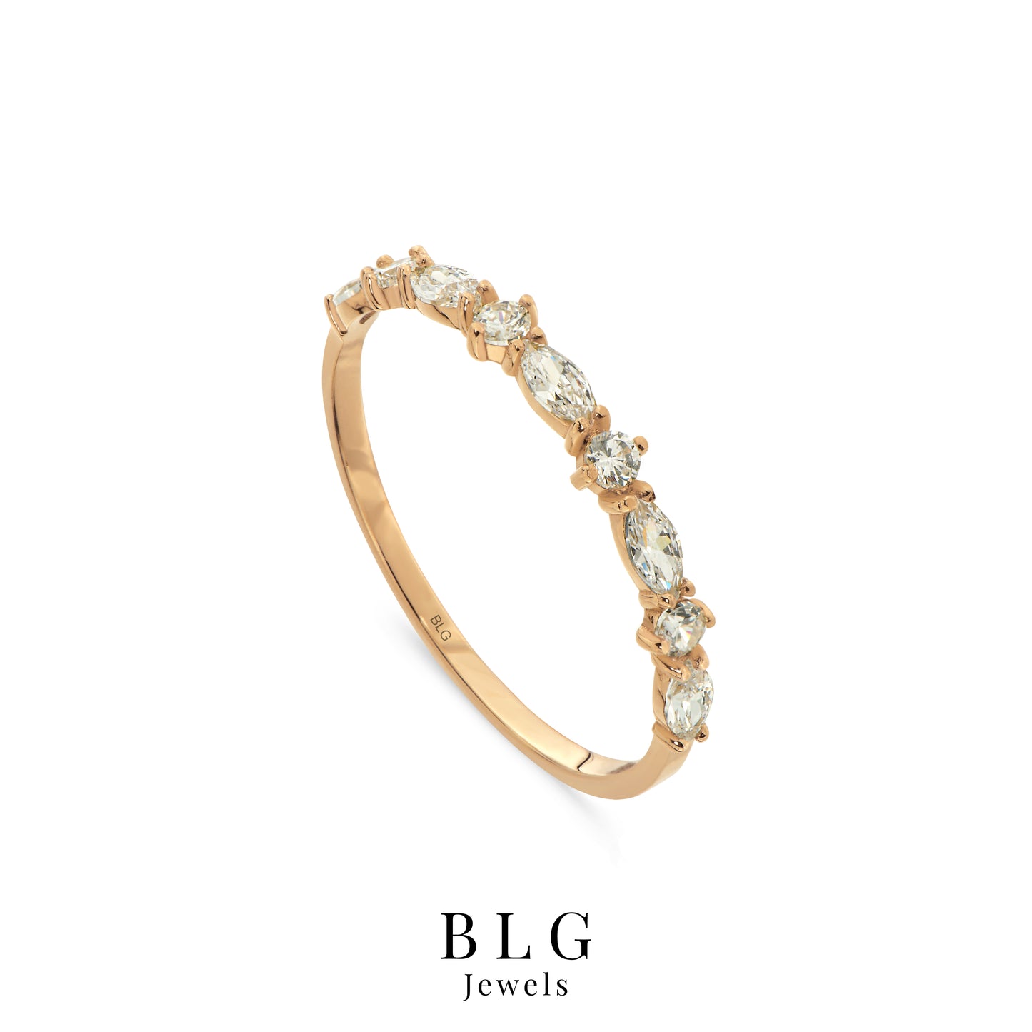 10k Solid Gold Half Eternity Moissanite Ring
