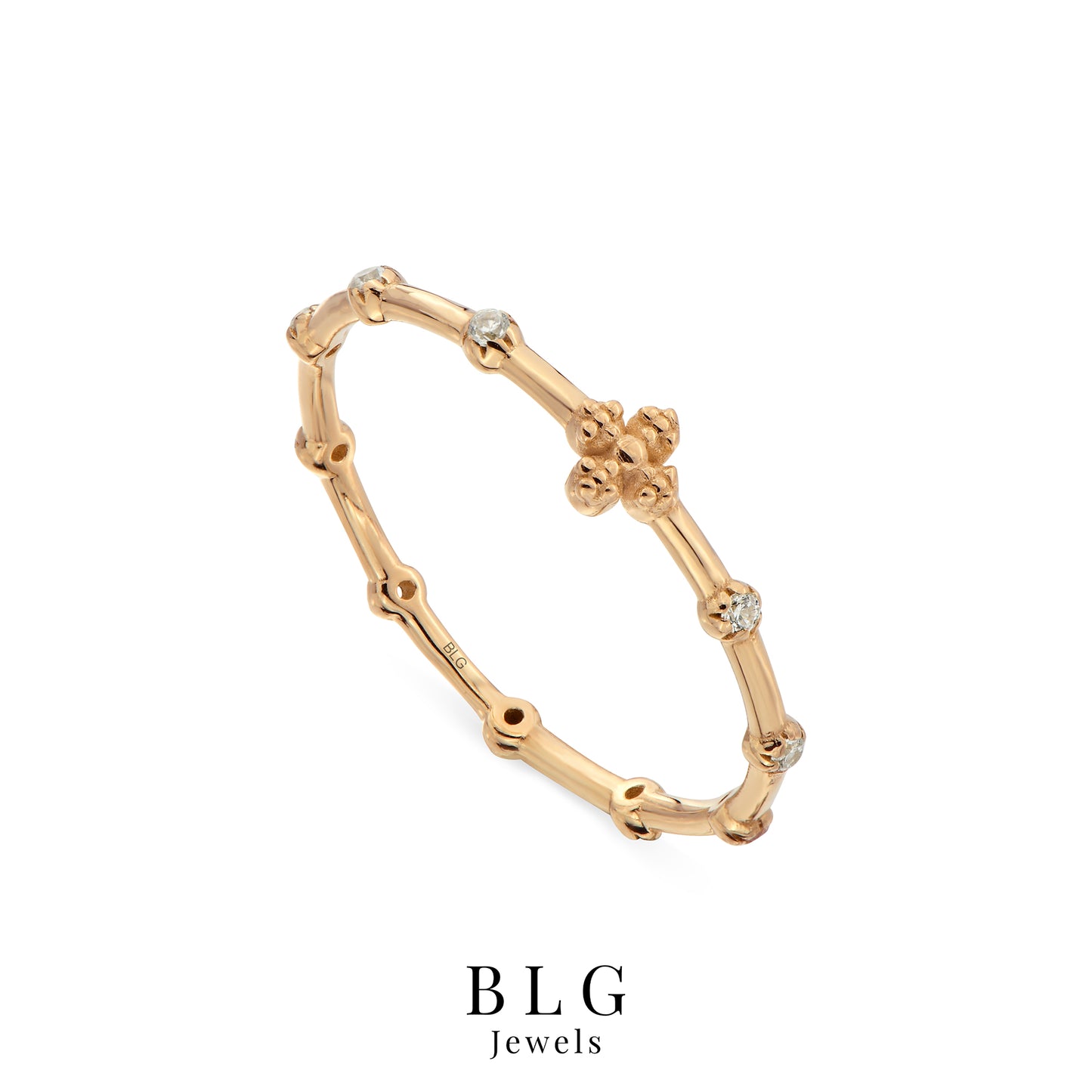 14K Stone Stackable Ring