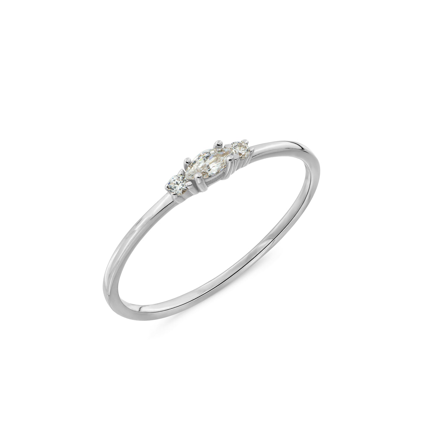14K Marquise Cut Zircon Solid Gold Ring